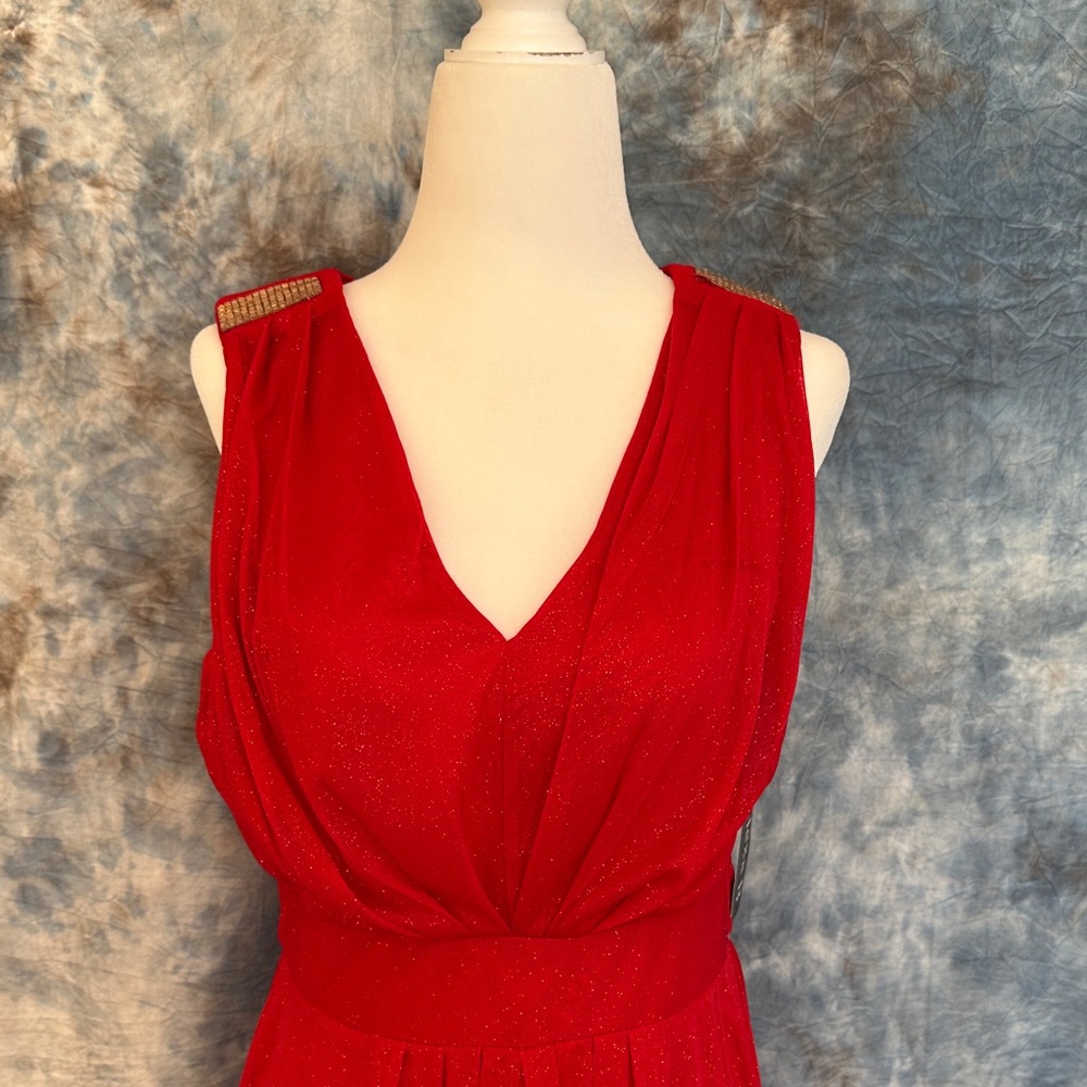 Alexa B Red Sleeveless Cowl Neck Maxi sz 8 - Picture 2 of 7